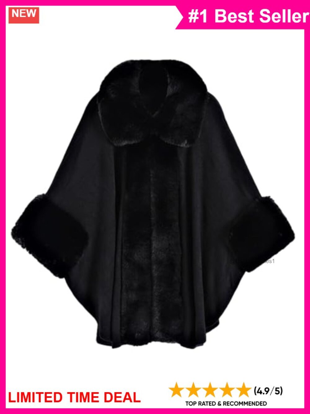 Faux Fur Shawl Wrap Poncho Cape Cardigan Acrylic Winter Women